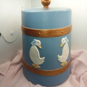 Ceramic Blue Goose Jar